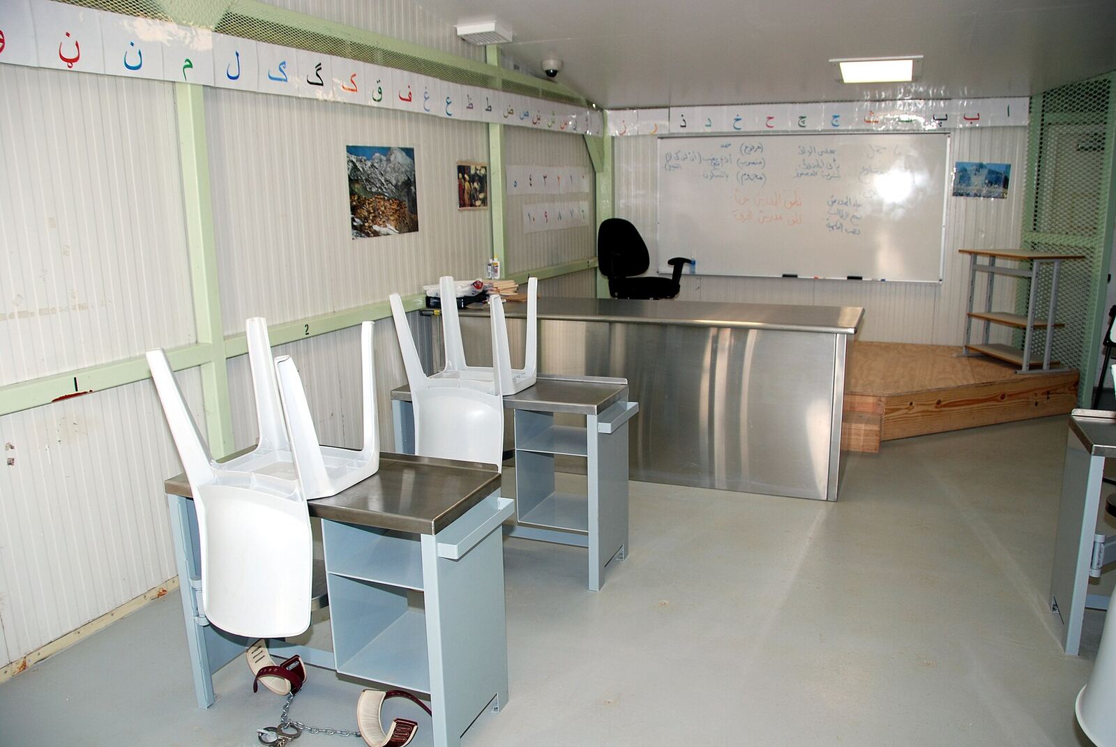 GUANTANAMO BAY, Cuba - A detainee classroom inside of Camp Delta. Compliant detainees have an opportunity to learn language and writing skills. July 25, 2007. (JTF Guantanamo photo by Army Sgt. Joseph Scozzari)